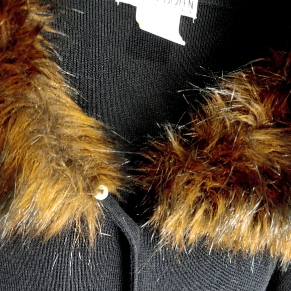 Nancy Bolen Womens Belted Black Wool Mix Faux Fur Collar Cuffs Coat Sz M EUC - Picture 6 of 9